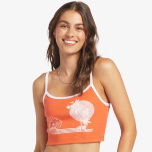Roxy Women's Retro Surf Muscle Cropped Ribbed Sleeveless Tank | XL - Picture 1 of 4